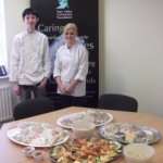 Kayleigh Payne and Robert Barnes delivering their first corporate buffet to Teesvalley Community Foundation
